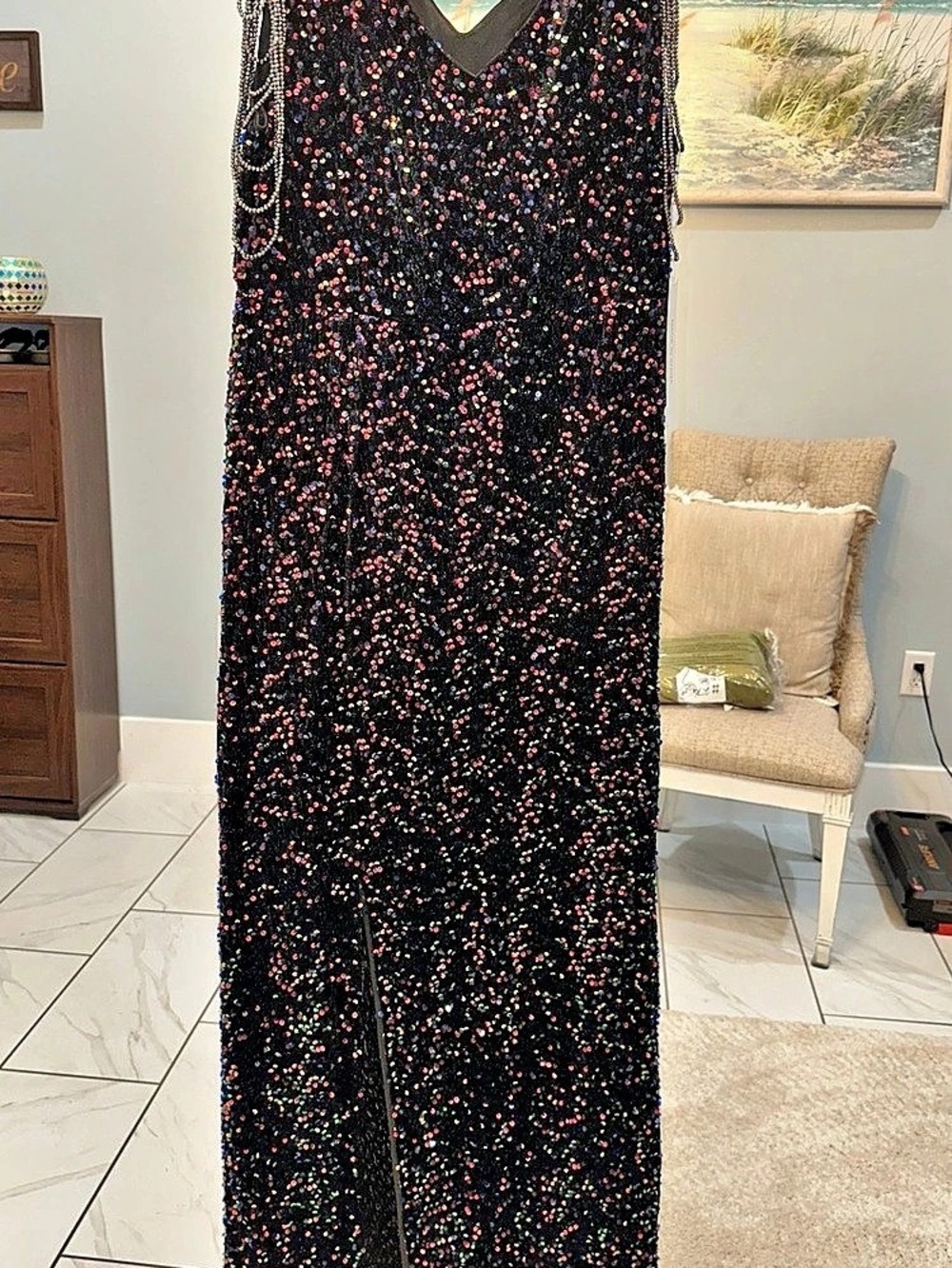 Colourura Multicolor Sequin Maxi Dress NWT